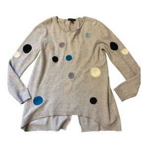 Parkhurst Embroidered Polka Dot Sweater Sz M Gray Button Down Back Sz M